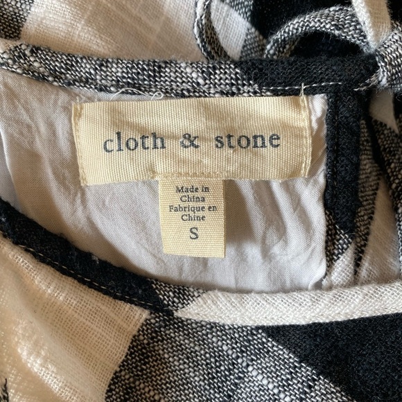 ANTHROPOLOGIE Cloth & Stone Linen Blend Gauzy Frayed Gingham A-Line Dress Size S - Picture 12 of 13